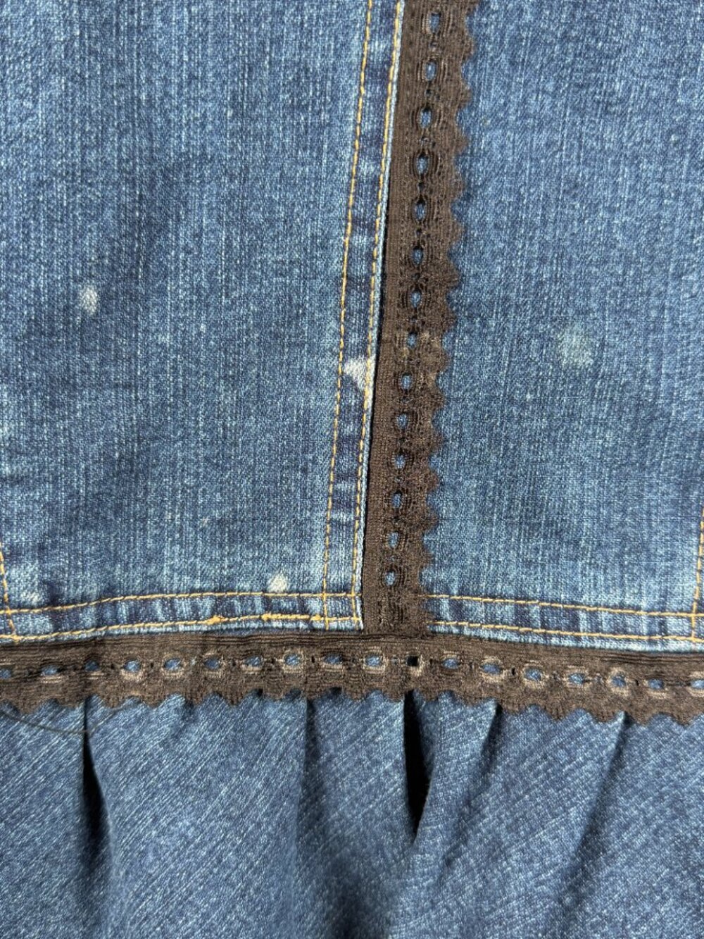 The Pyramid Collection Denim Ruffle Peplum Lace Jacket Women’s M Blue - Picture 10 of 10
